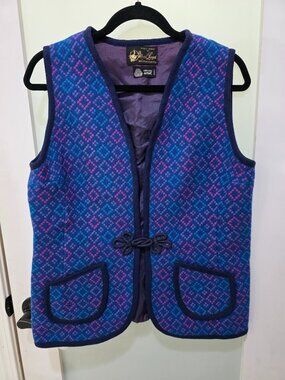 Mari Lwyd Vintage Sweater Vest Multicolor 100% Pure Virgin Wool